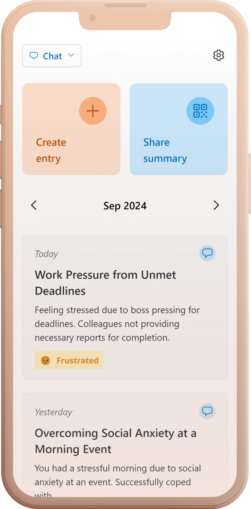 EBI home screen — journal entries dashboard