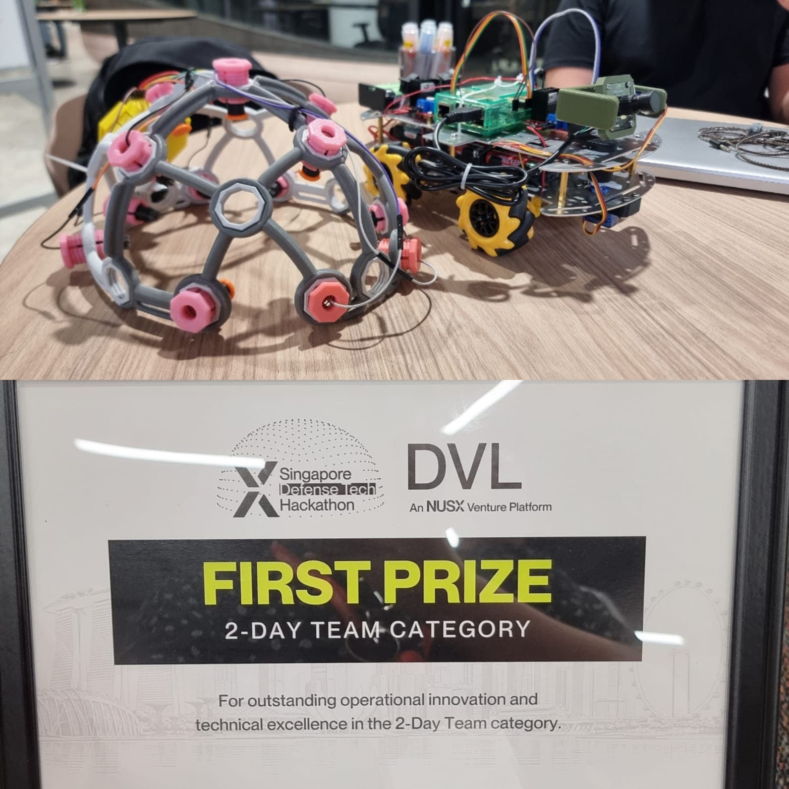 The EEG headset and the mecanum-wheel rover