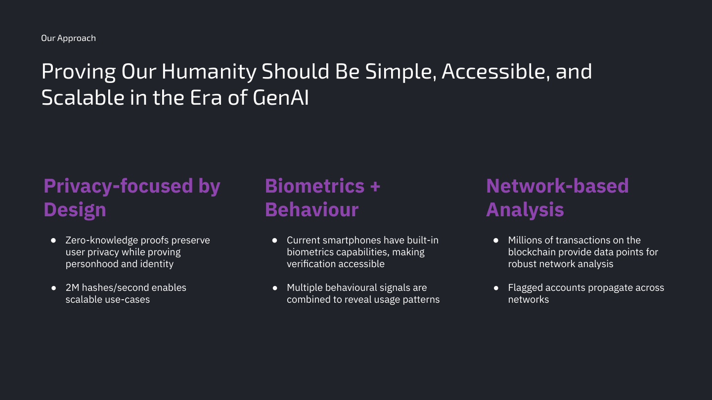 The three pillars: ZKP, biometrics, network analysis