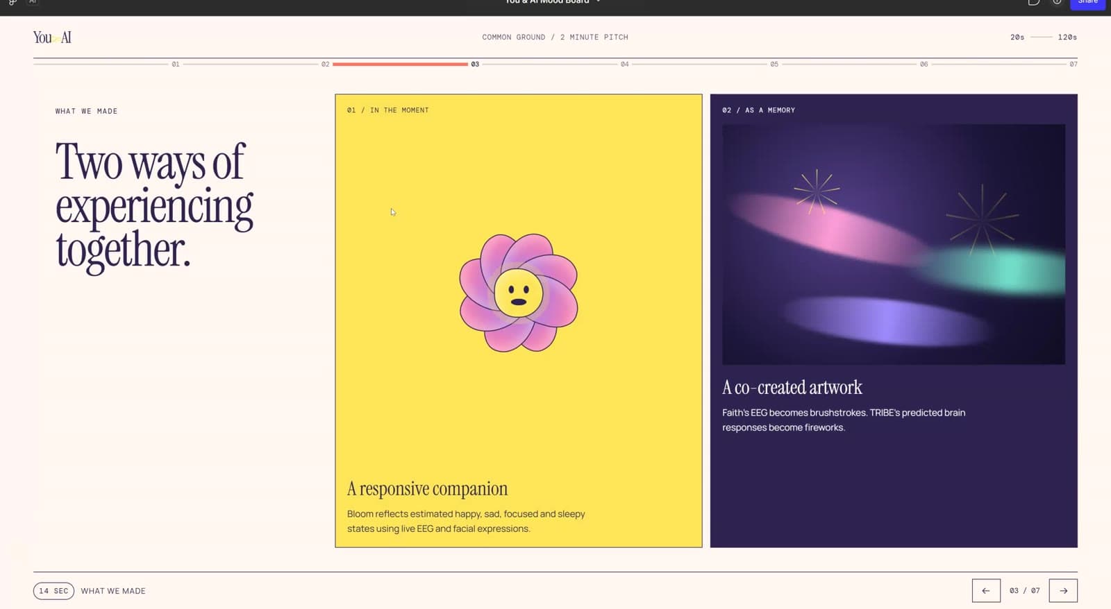 Two ways of experiencing together: a responsive companion, and a co-created artwork